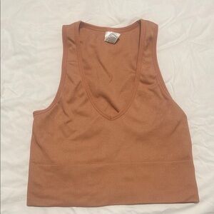 Women's orange/tan ribbed tank Top